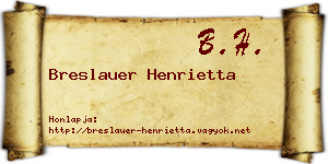 Breslauer Henrietta névjegykártya